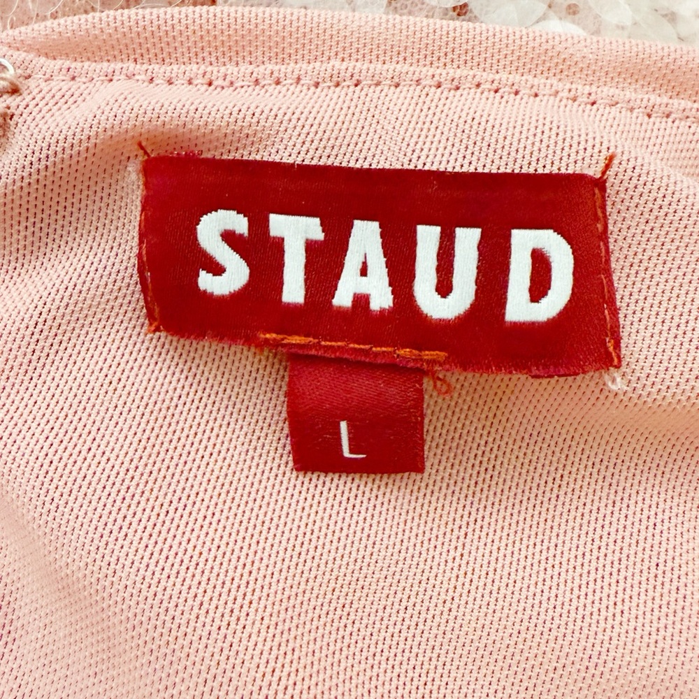 NWT STAUD Eton Sequined Tulle Pink Mini Dress Sz L - Picture 13 of 16